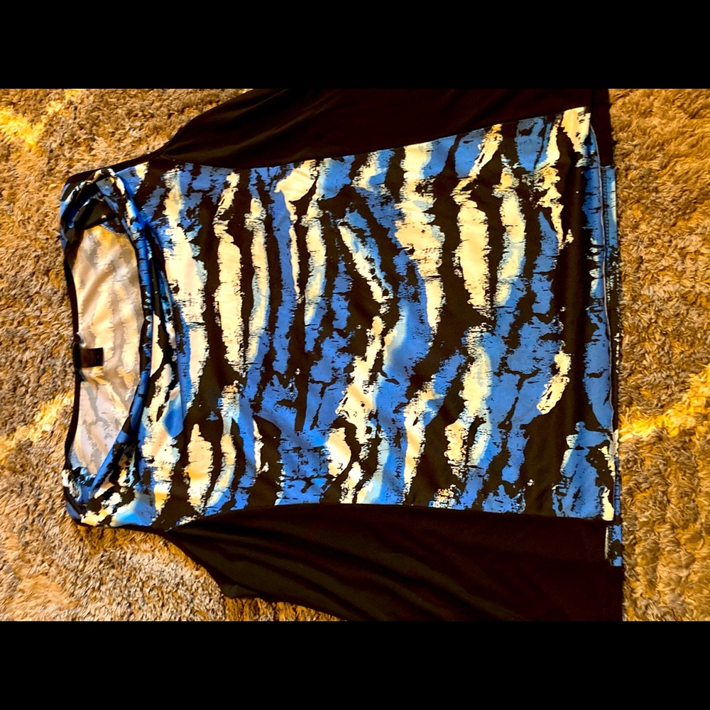 blue black white tiger stripe tank top